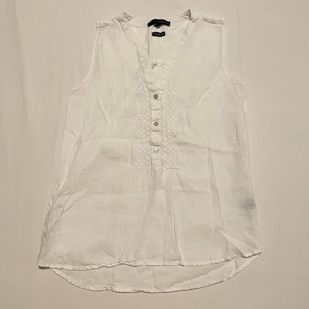 Harve Benard Shirt Womens Size Medium White Linen Sleeveless Top
